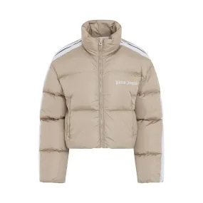 Cropped Track Down Jacket in Butter/White