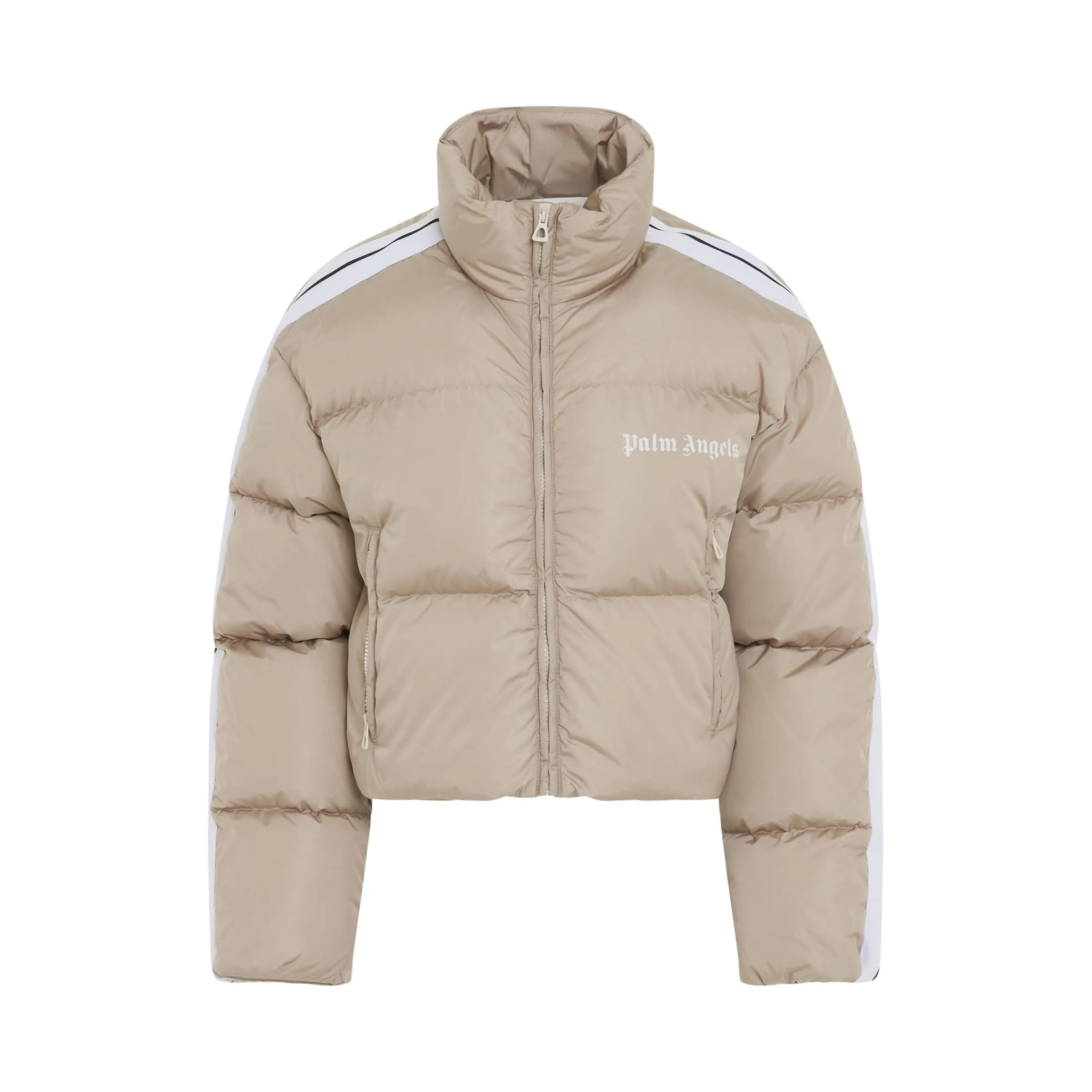 Cropped Track Down Jacket in Butter/White