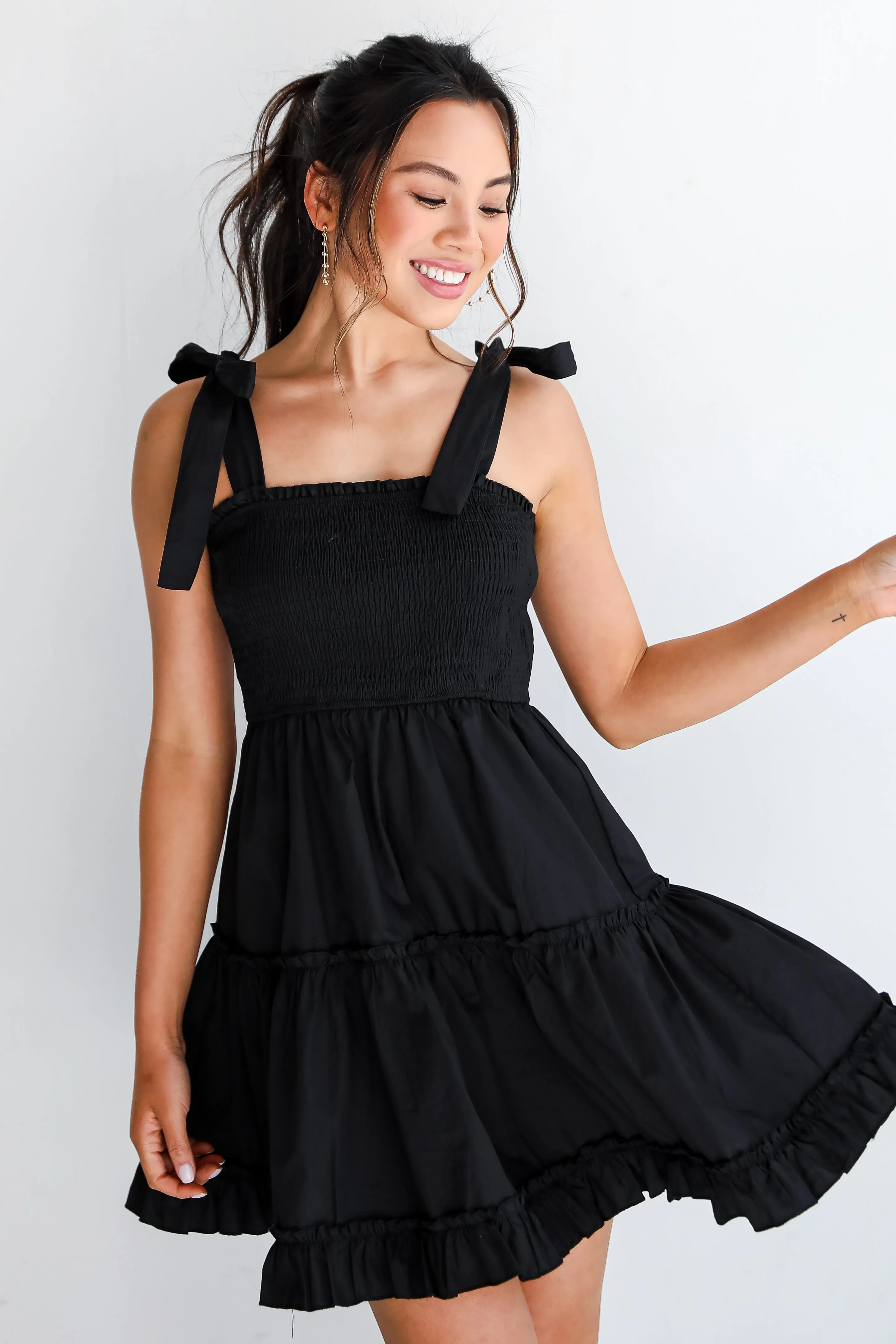 Dear To My Heart Black Tiered Ruffle Mini Dress