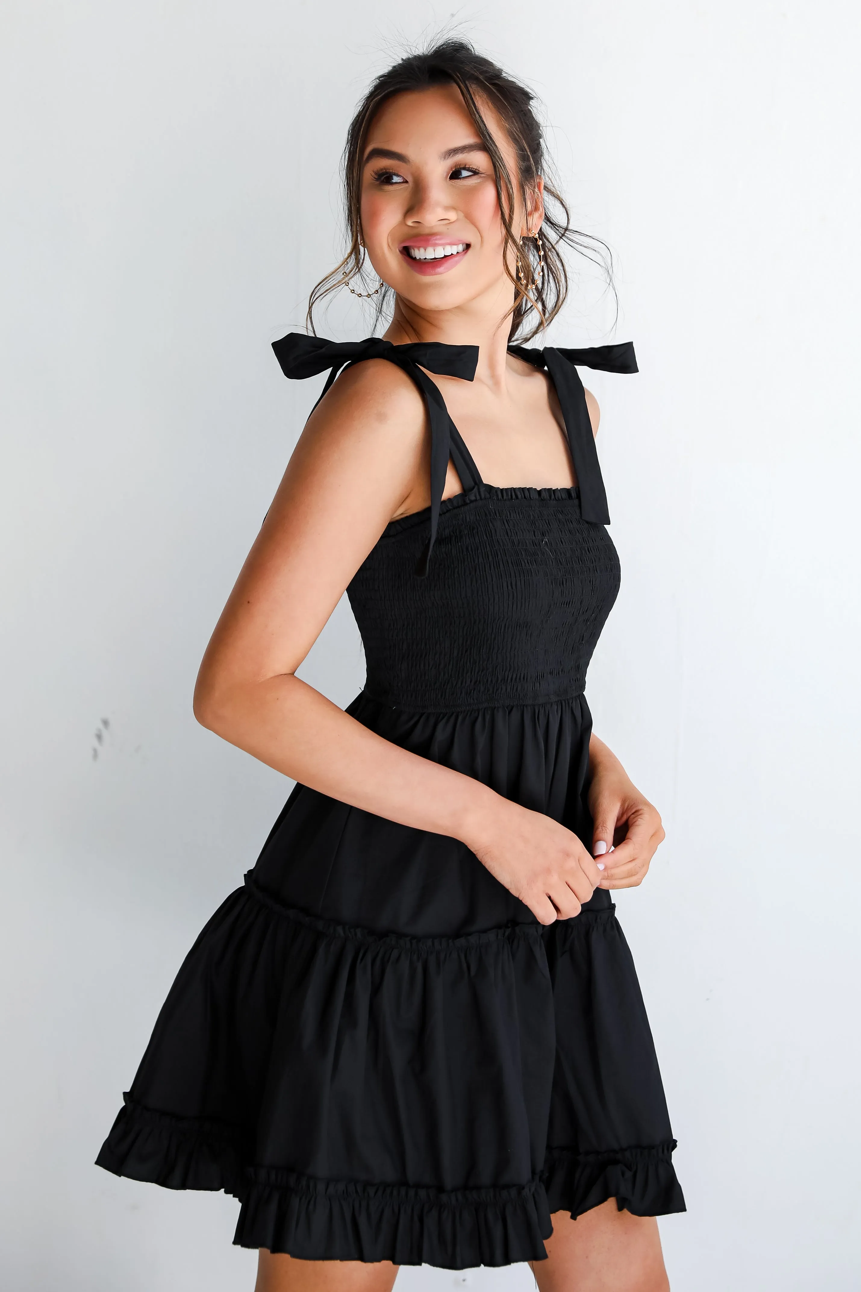 Dear To My Heart Black Tiered Ruffle Mini Dress