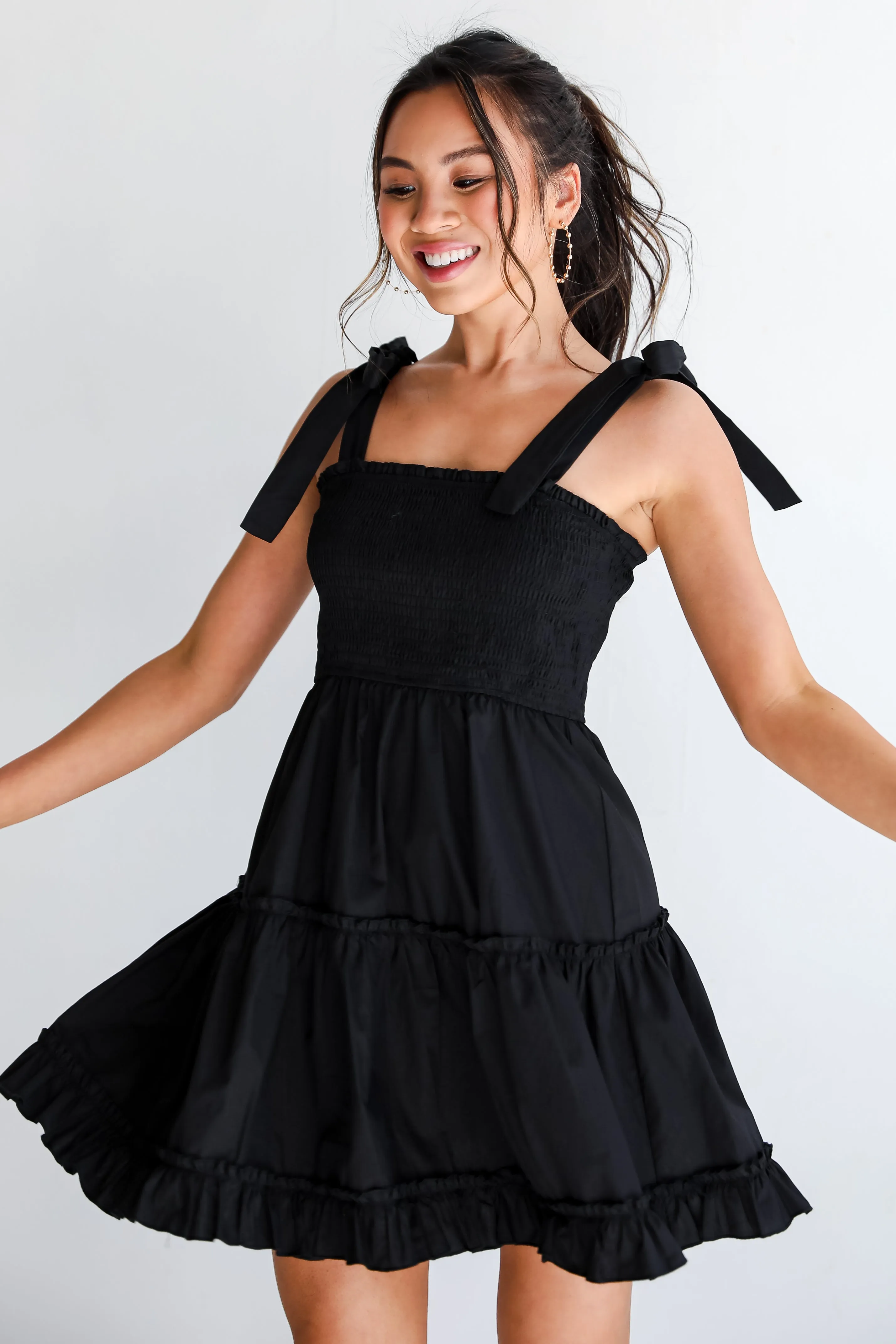 Dear To My Heart Black Tiered Ruffle Mini Dress