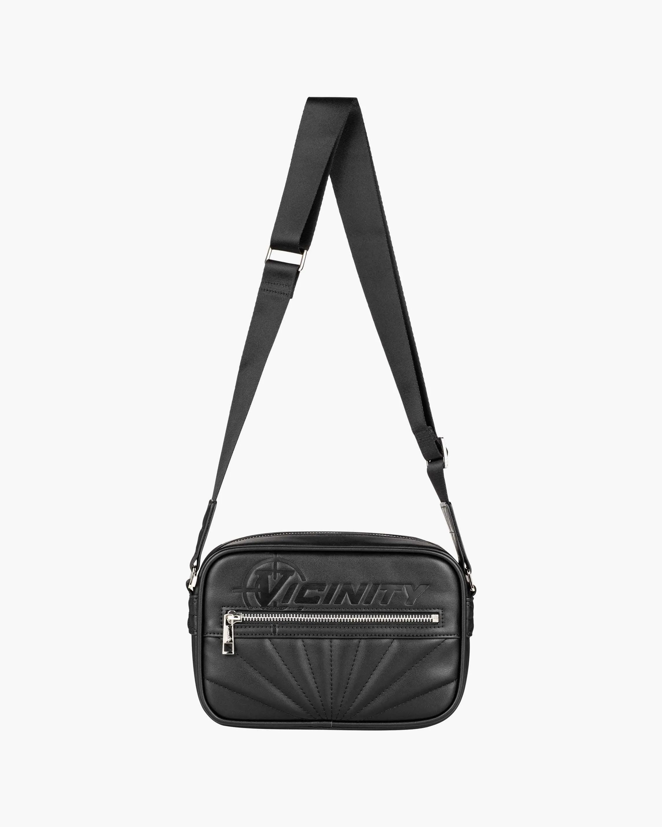 DEBOSSED LOGO SHOULDER BAG - BLACK