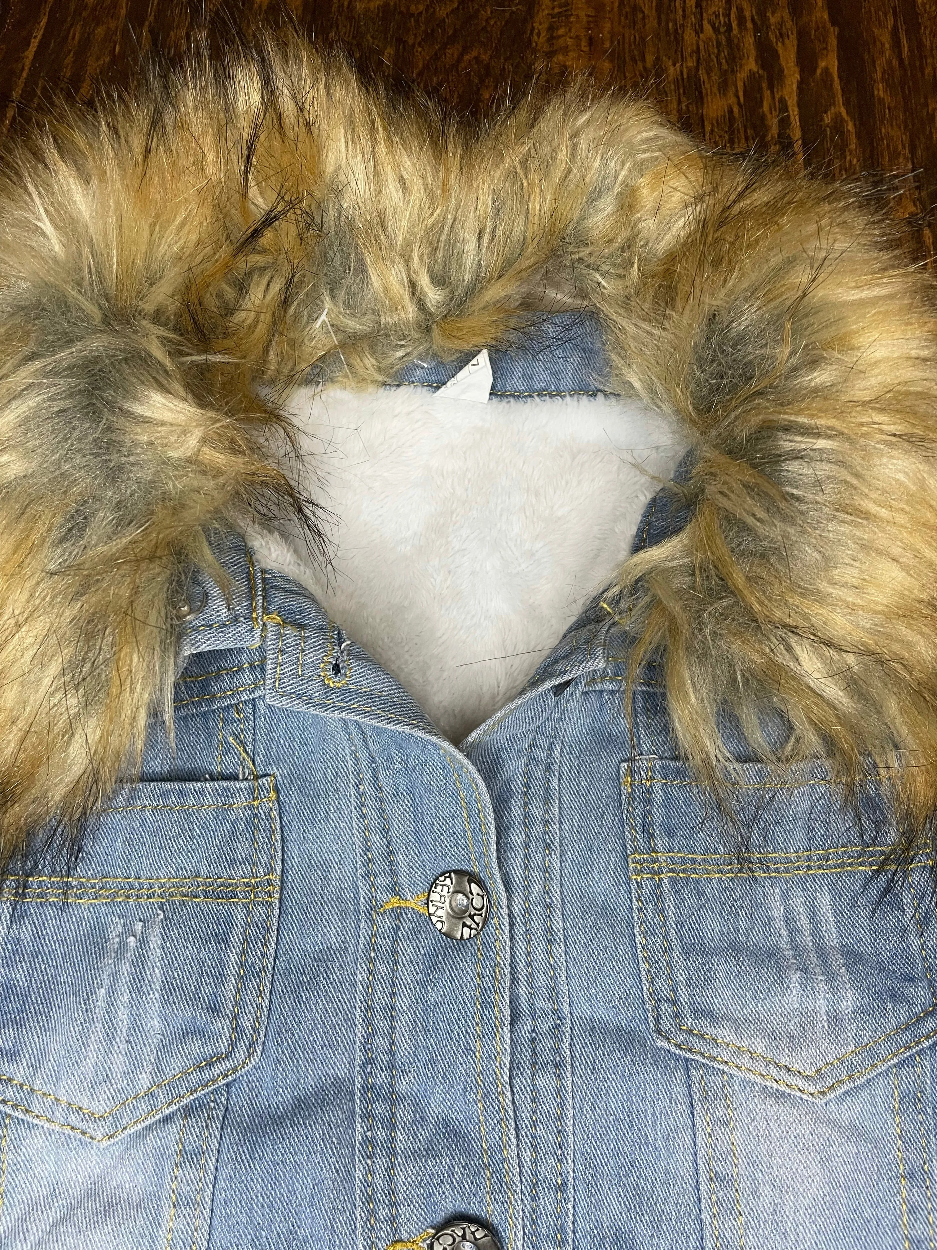 Denim & Fur Jacket (Small/Medium)