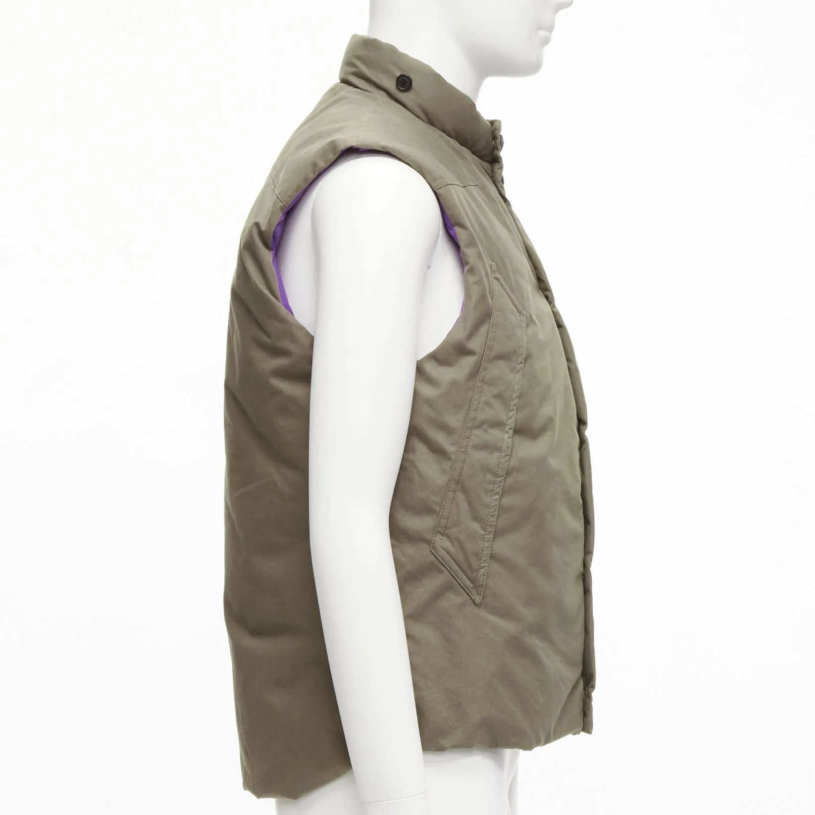 DER SAMMLER khaki weatherproof ventile cotton padded puffer vest jacket EU48 M