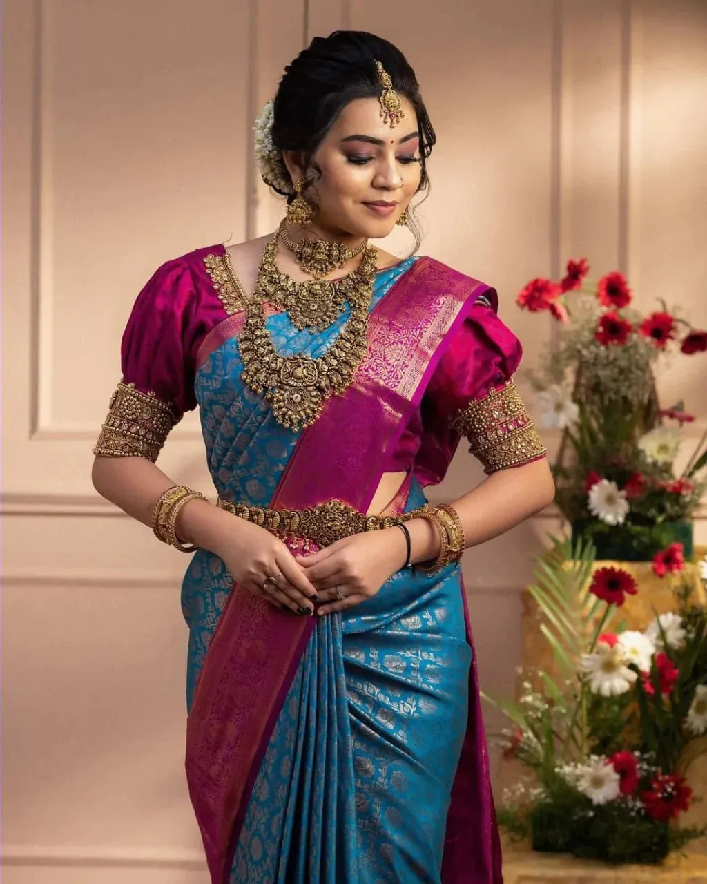 Desiring Firozi Soft Banarasi Silk Saree With Imaginative Blouse Piece