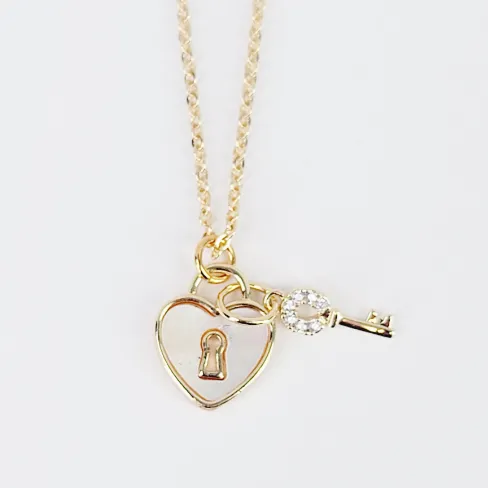 Discreet Day Collar with Heart Lock and Key, 18K Gold. Day Wear Necklace for BDSM submissive or slave