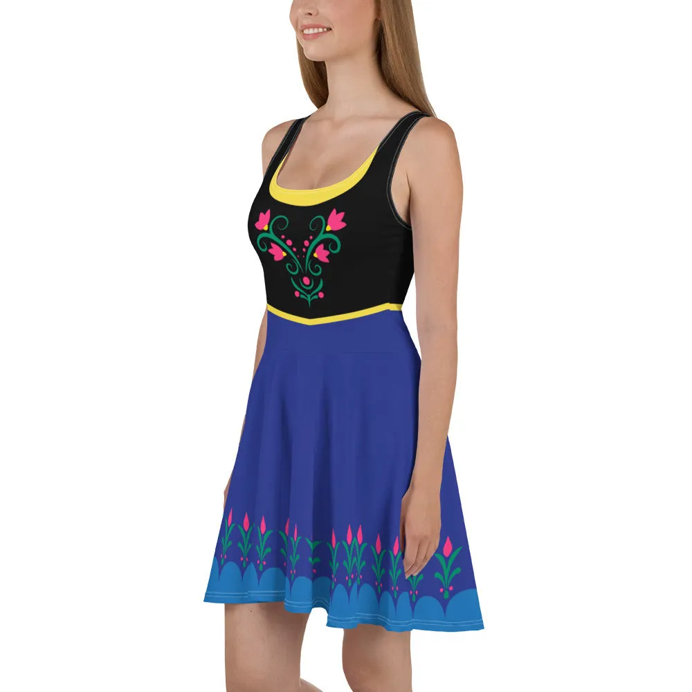 Disney Frozen Anna Blue Skater Character Dress