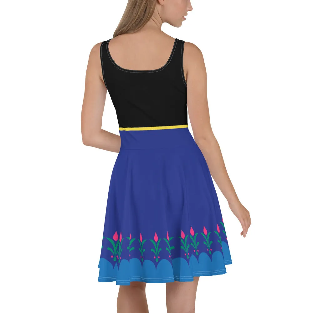 Disney Frozen Anna Blue Skater Character Dress