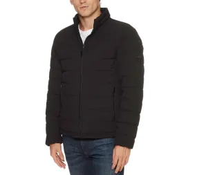 DKNY Men's Quilted Stand Collar Puffer Jacket in Black