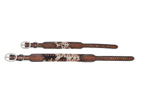 Dog Collar with Peppered Hide, Tooling, Copper Flower Spots & TT Finish