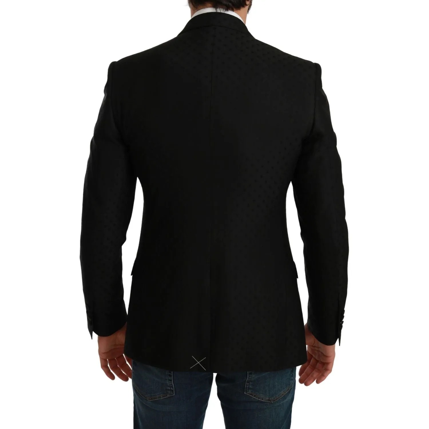 Dolce & Gabbana Elegant Black Polka Dotted Wool Blend Blazer