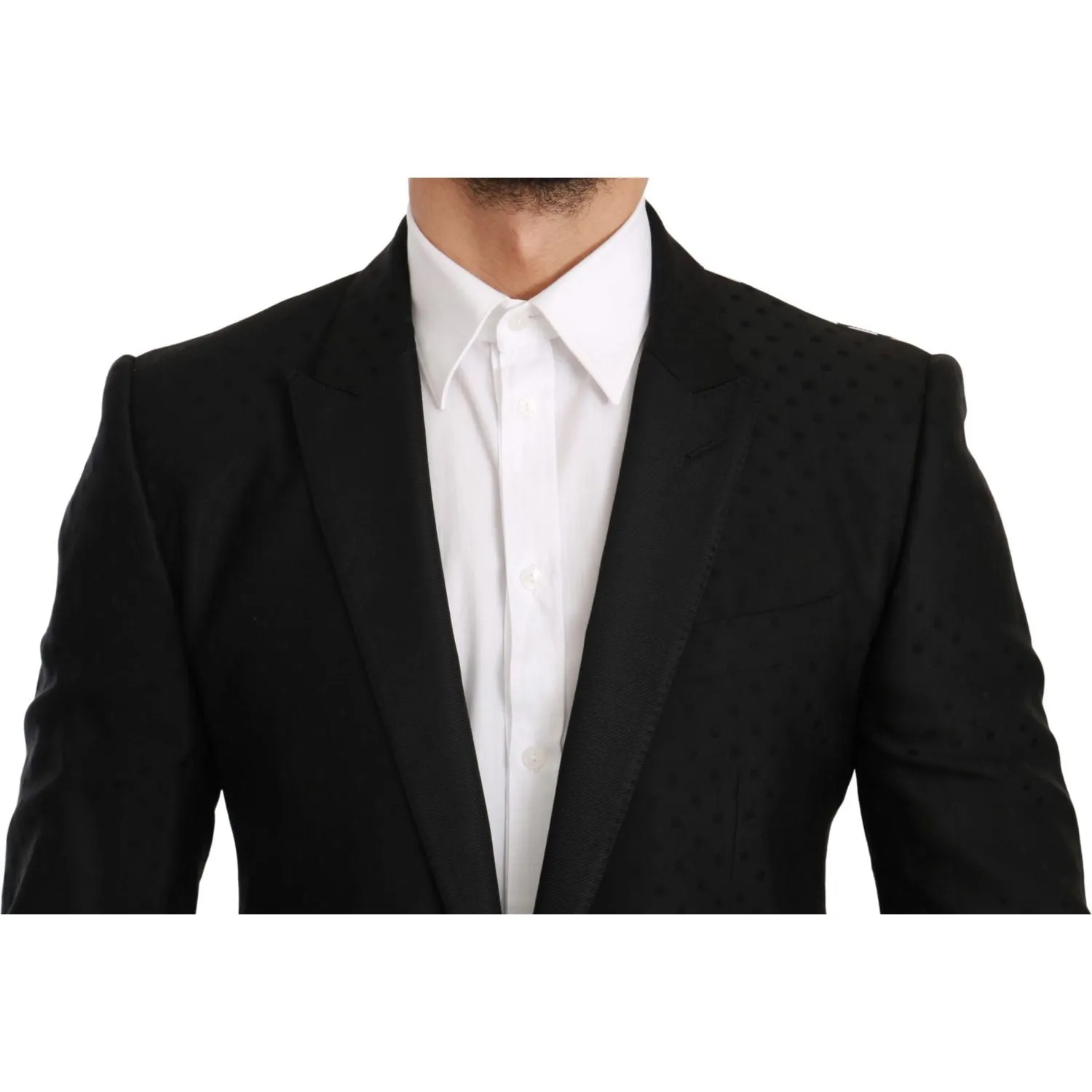 Dolce & Gabbana Elegant Black Polka Dotted Wool Blend Blazer