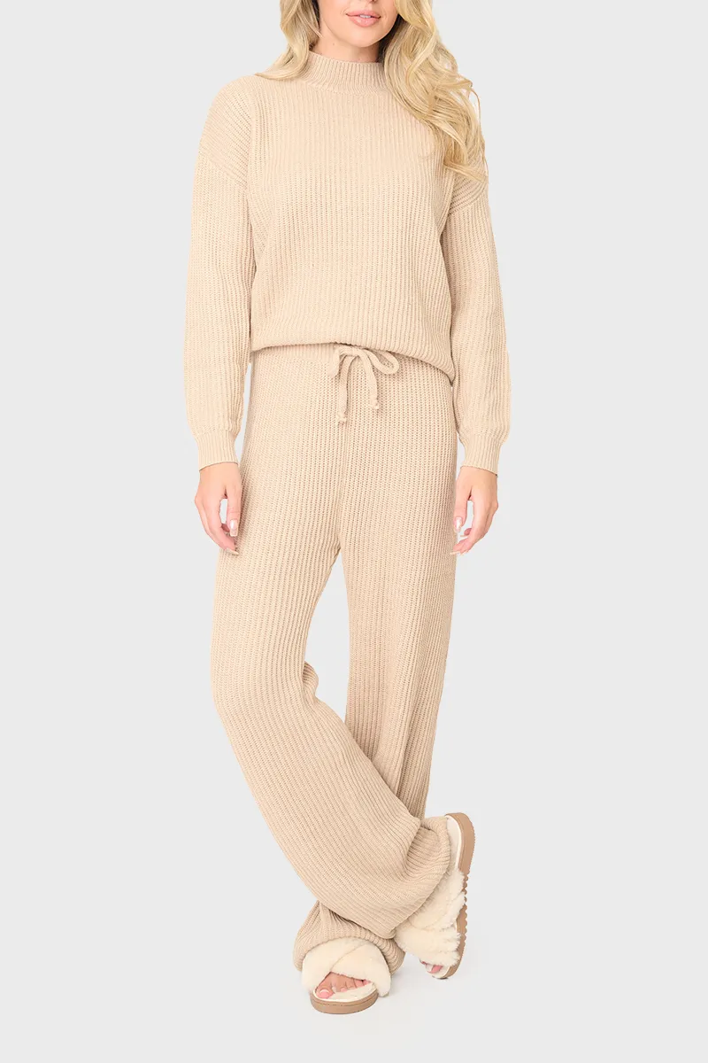 Drawstring Pull On Ribbed Sweater Knit Pant