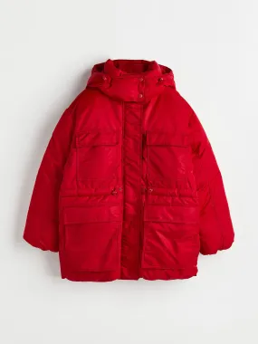 Drawstring waist puffer jacket