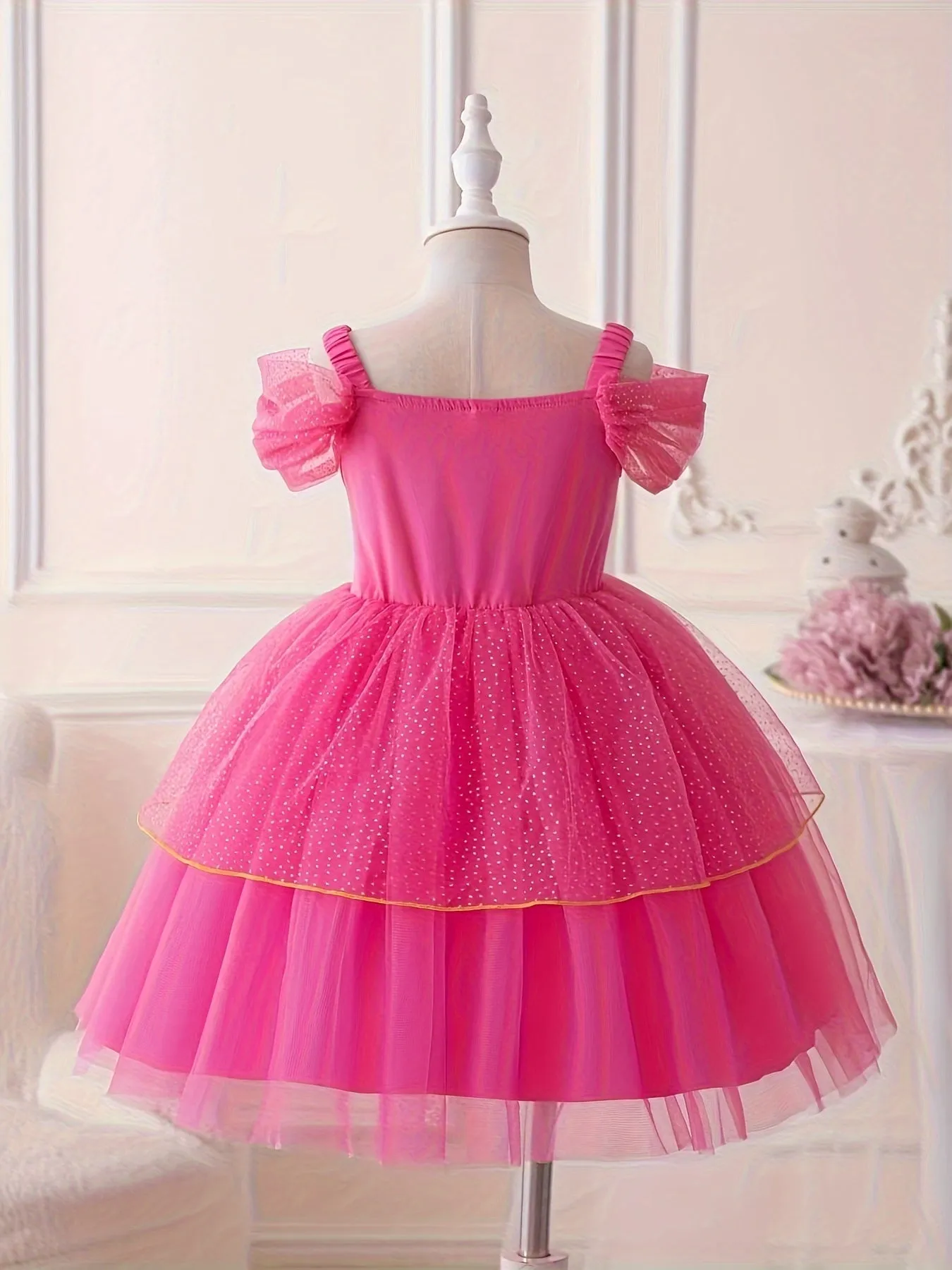 Dreamy Girls Sleeveless Princess Tutu Dress - Sparkling Mesh for Parties & Performances - A Delightful Gift Idea for Little Royalty