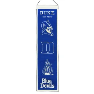 Duke Blue Devils Winning Streak Past Mascots Wool Heritage Banner (8"x32")