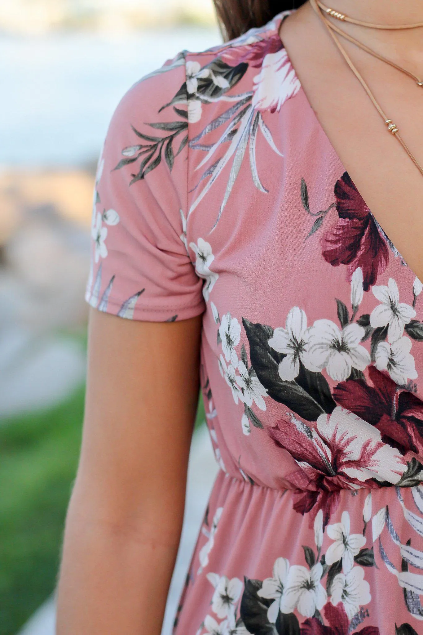 Dusty Rose Floral High Low Dress