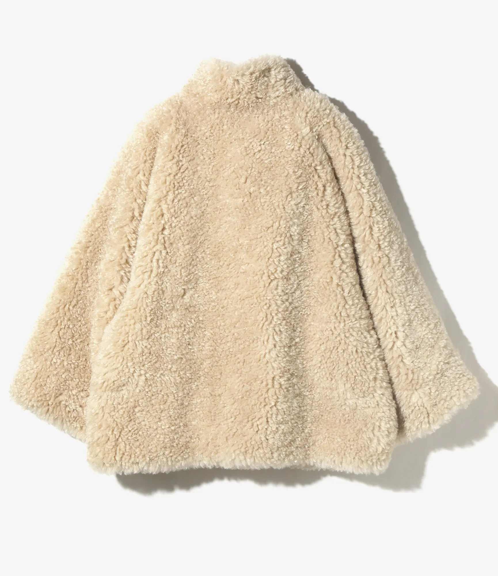 Eco Fur Stand Up Collar Coat - Natural - Solid