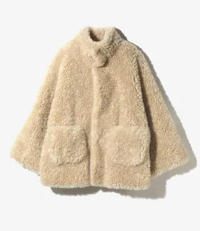 Eco Fur Stand Up Collar Coat - Natural - Solid