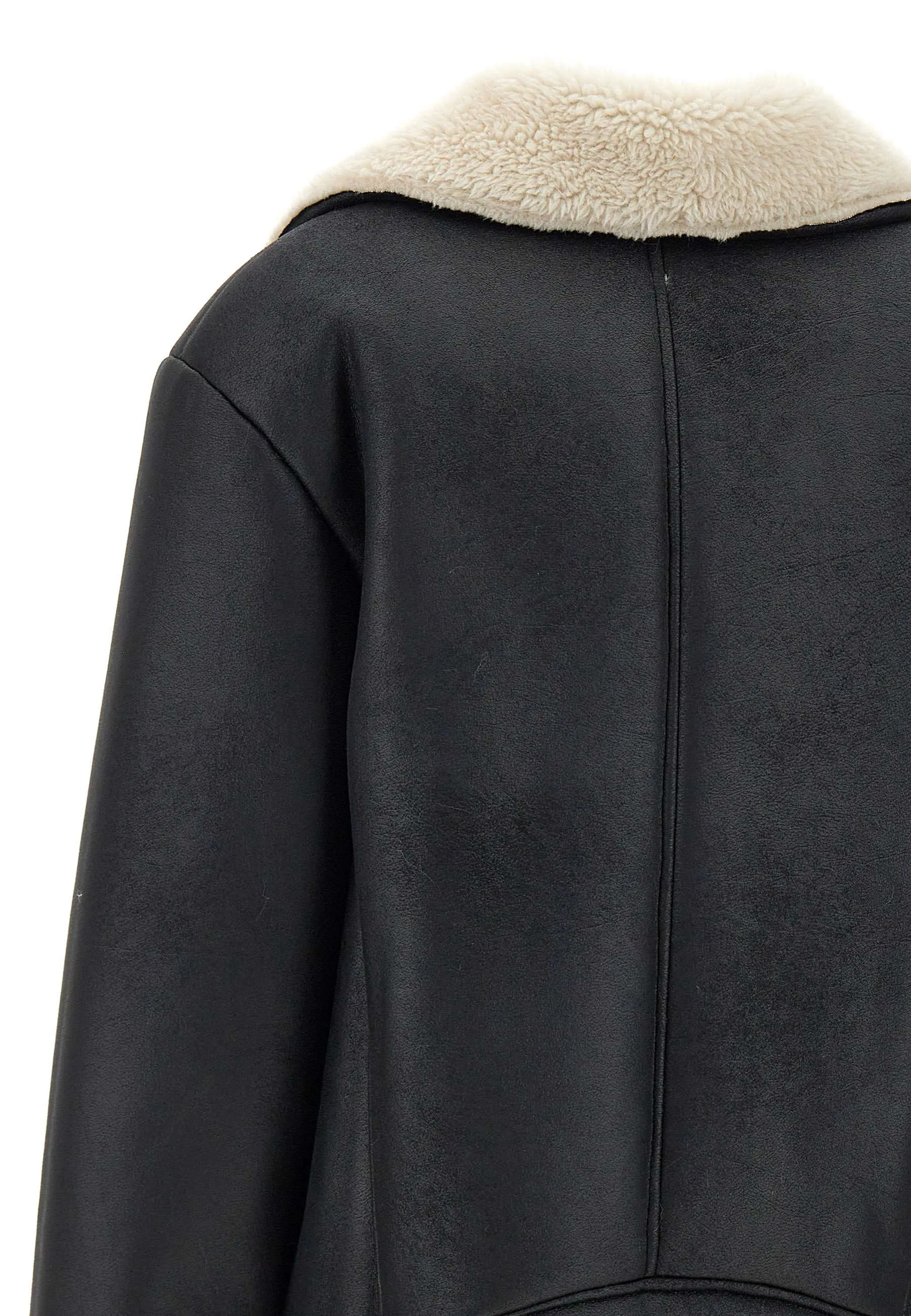 Eco Sheepskin Black Jacket with Fur