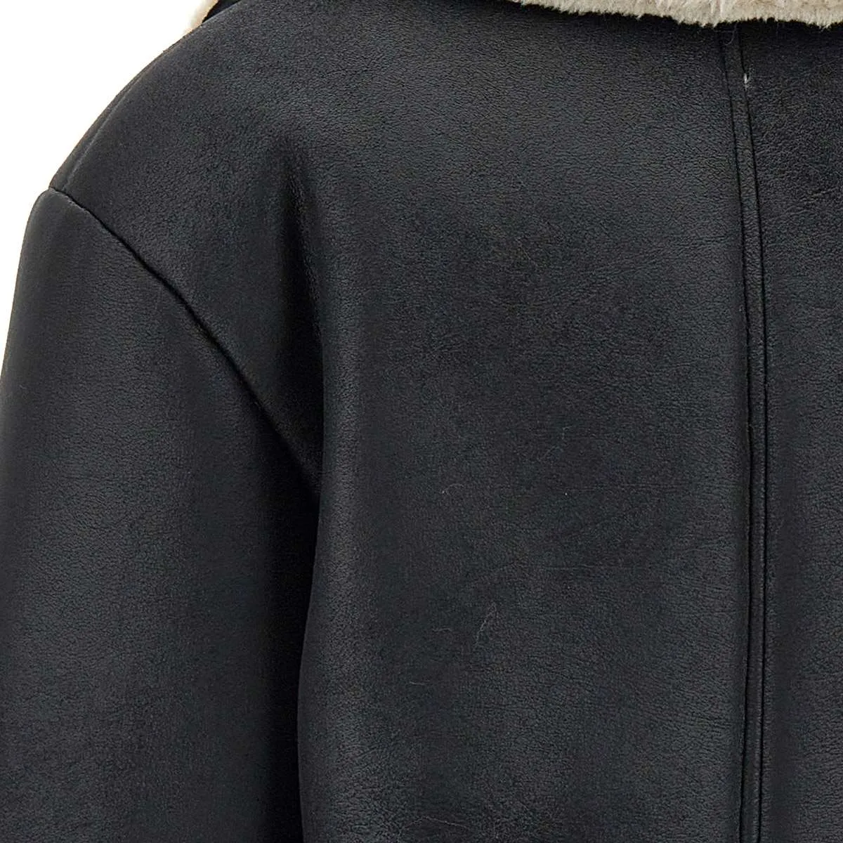 Eco Sheepskin Black Jacket with Fur