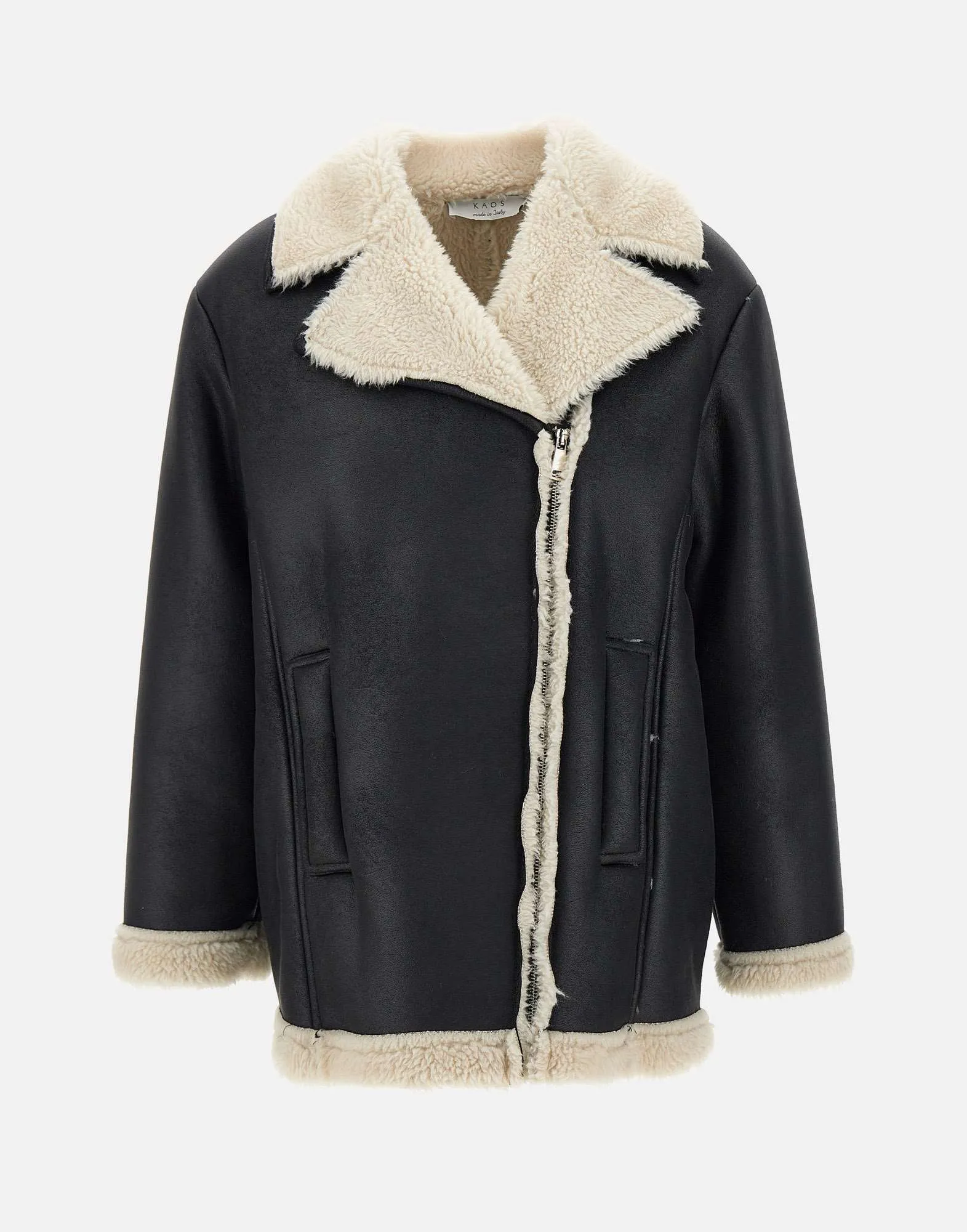 Eco Sheepskin Black Jacket with Fur