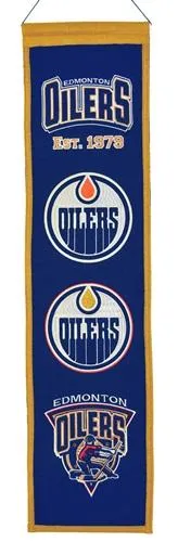 Edmonton Oilers Winning Streak Past Mascots Wool Heritage Banner (8"x32")