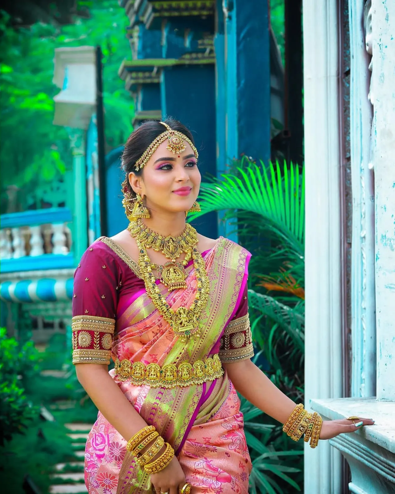 Efflorescence Pink Soft Banarasi Silk Saree With Nemesis Blouse Piece