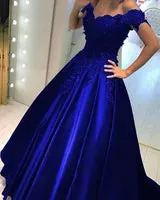 Elegant Off Shoulder Evening Dresses Dark Blue Burgundy A Line Appliques Beads Formal Party Gowns Women Prom Quinceanera Robes de soriee Corset Back Bc16892