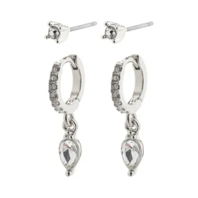 ELZA recycled crystal earrings 2-in-1 set silver-plated