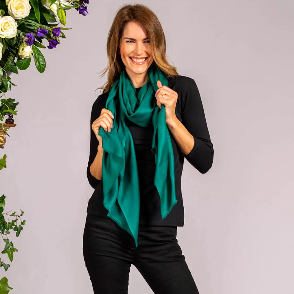 Emerald Green Cashmere and Silk Beach Wrap