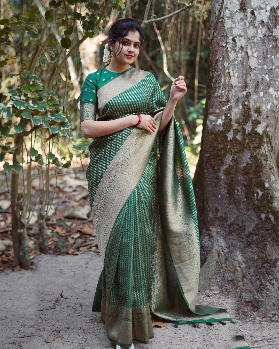 extravagant Green Soft Silk Saree With Beauteous Blouse Piece