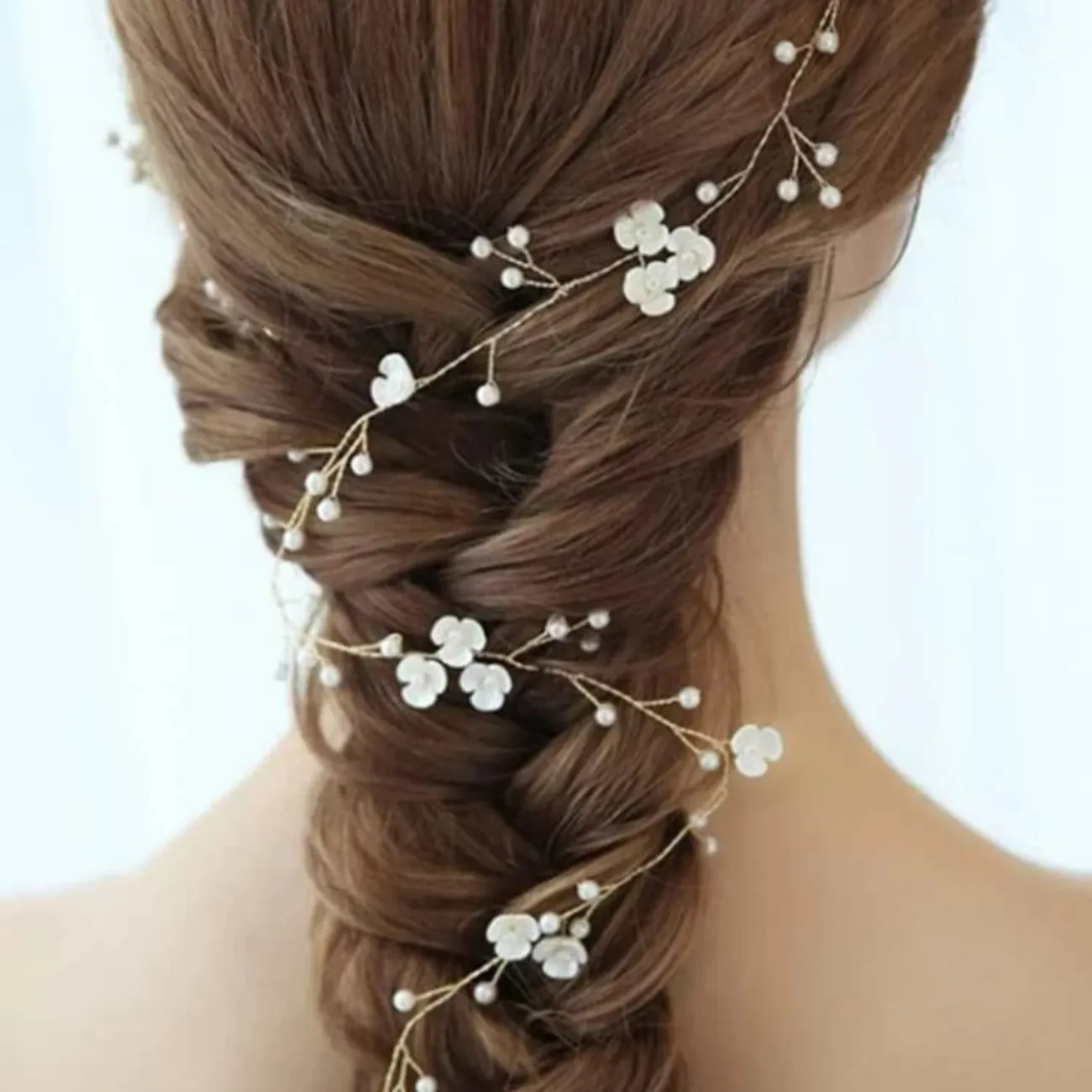 Faux white pearl flower hair accessory