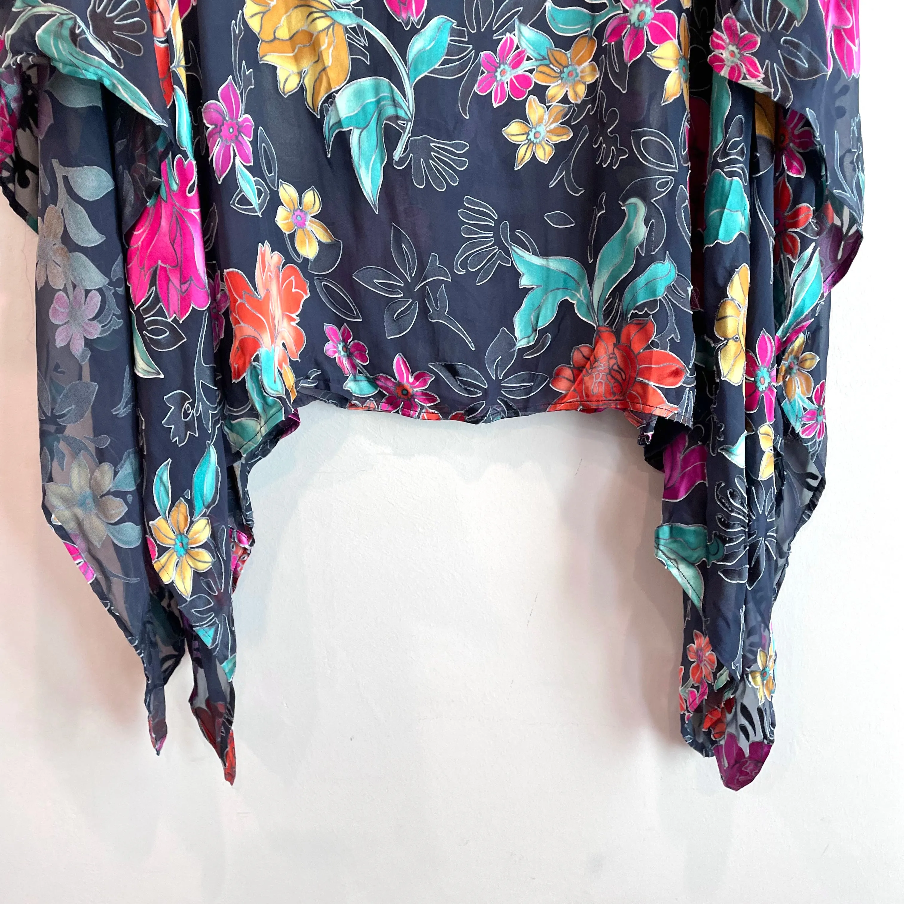 Floral Sheer Poncho Blouse