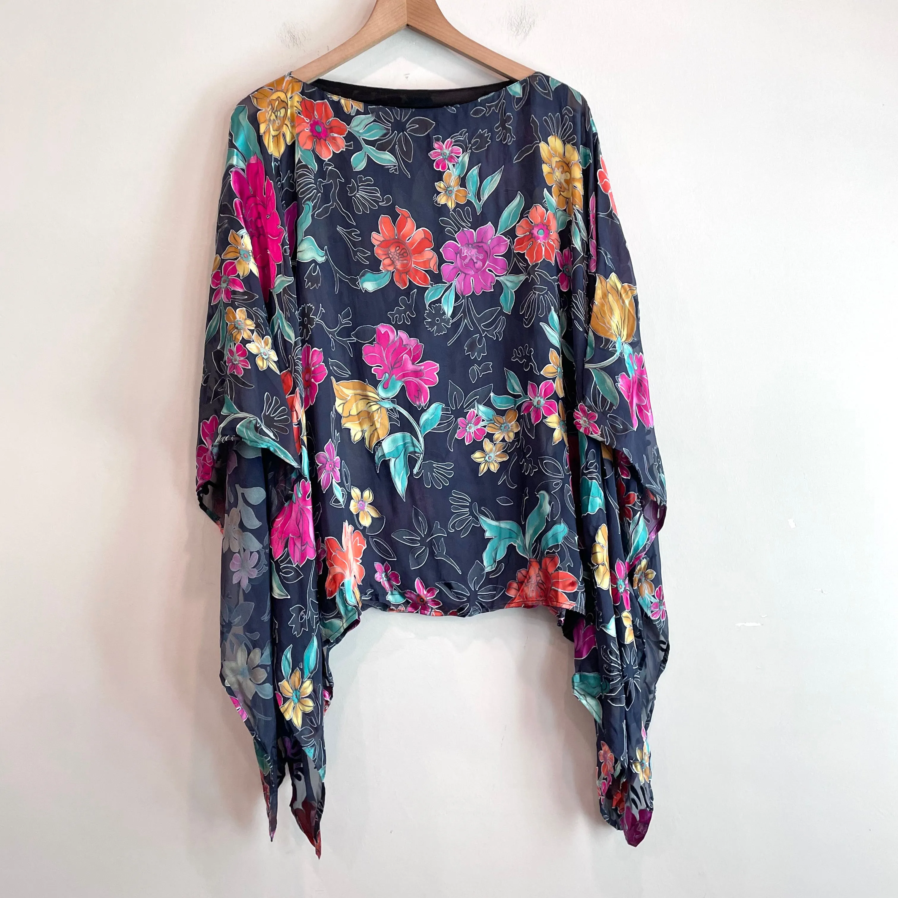 Floral Sheer Poncho Blouse