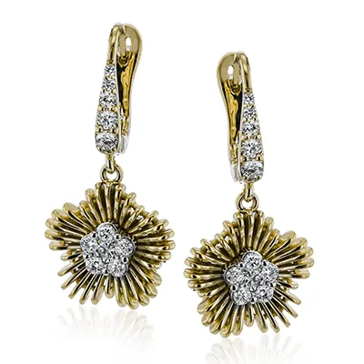 Flower Earrings in 18k Gold with Diamonds