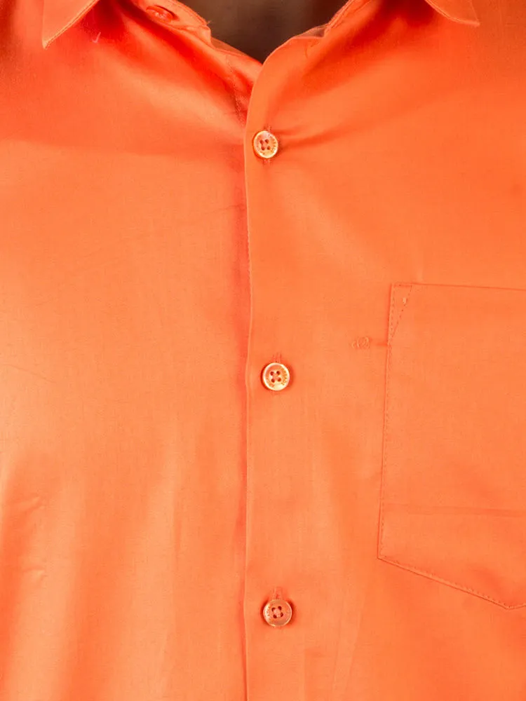 Formal Shirts for Men - Orange Solid Giza Cotton Shirt