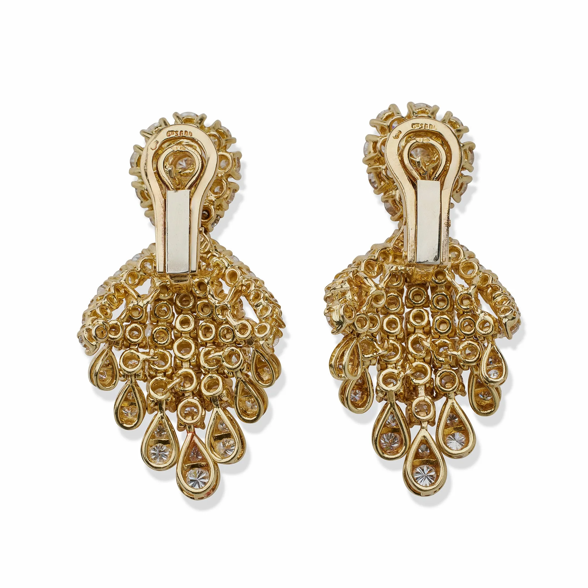 Fred Paris 18K Gold and Diamond Pendant Earrings