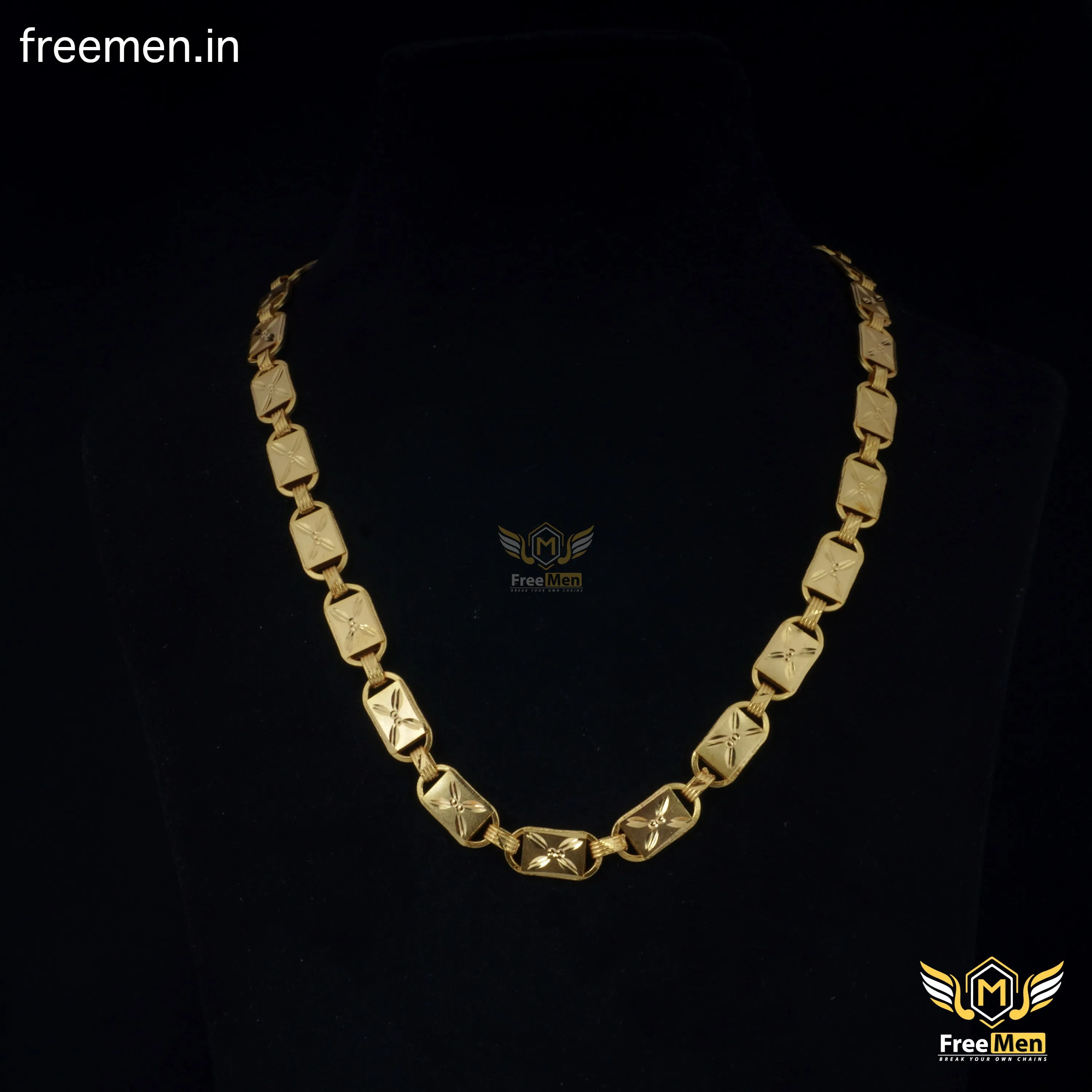 Freemen Chokdi Nawabi Glamorous Design Golden Plated Chain - FM088