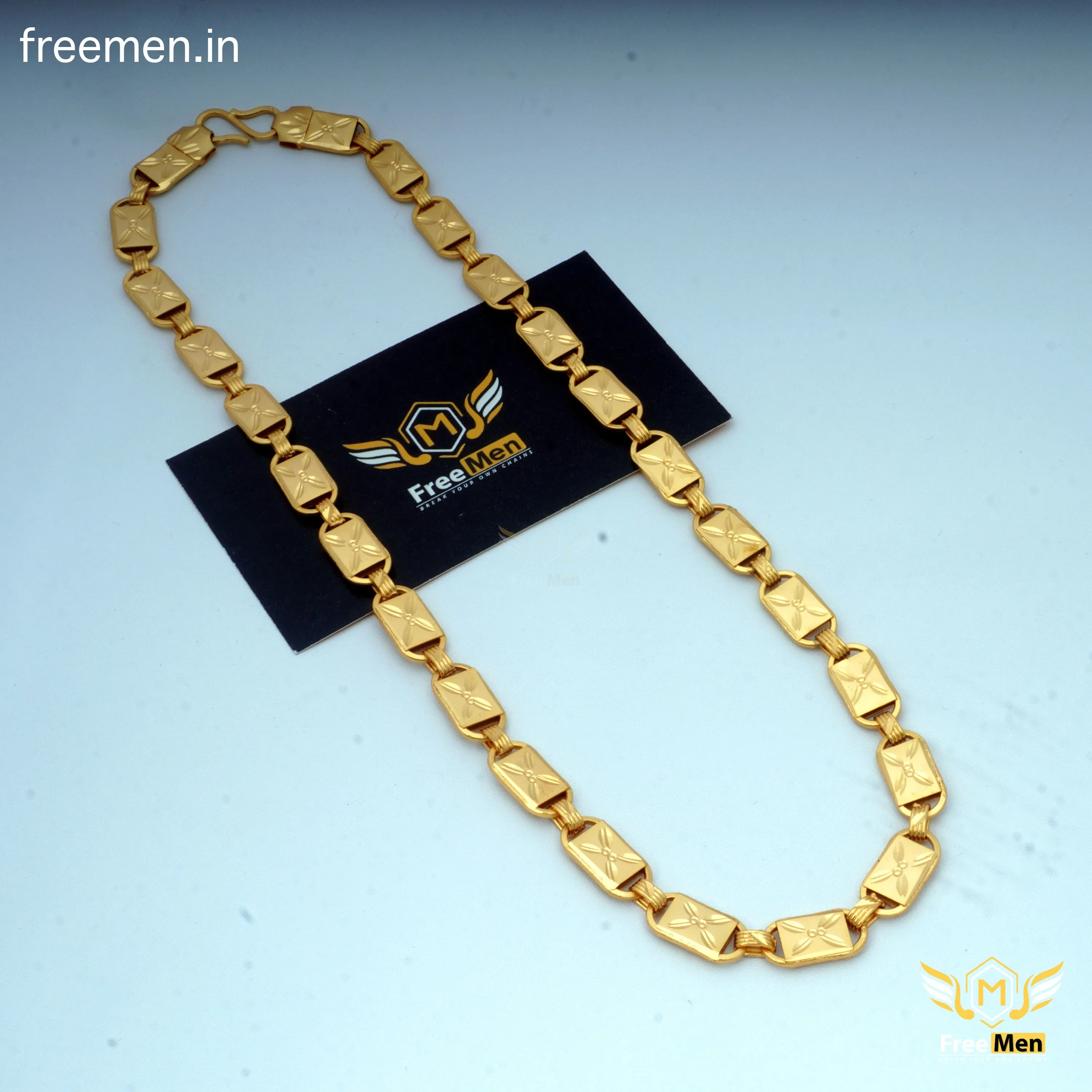 Freemen Chokdi Nawabi Glamorous Design Golden Plated Chain - FM088