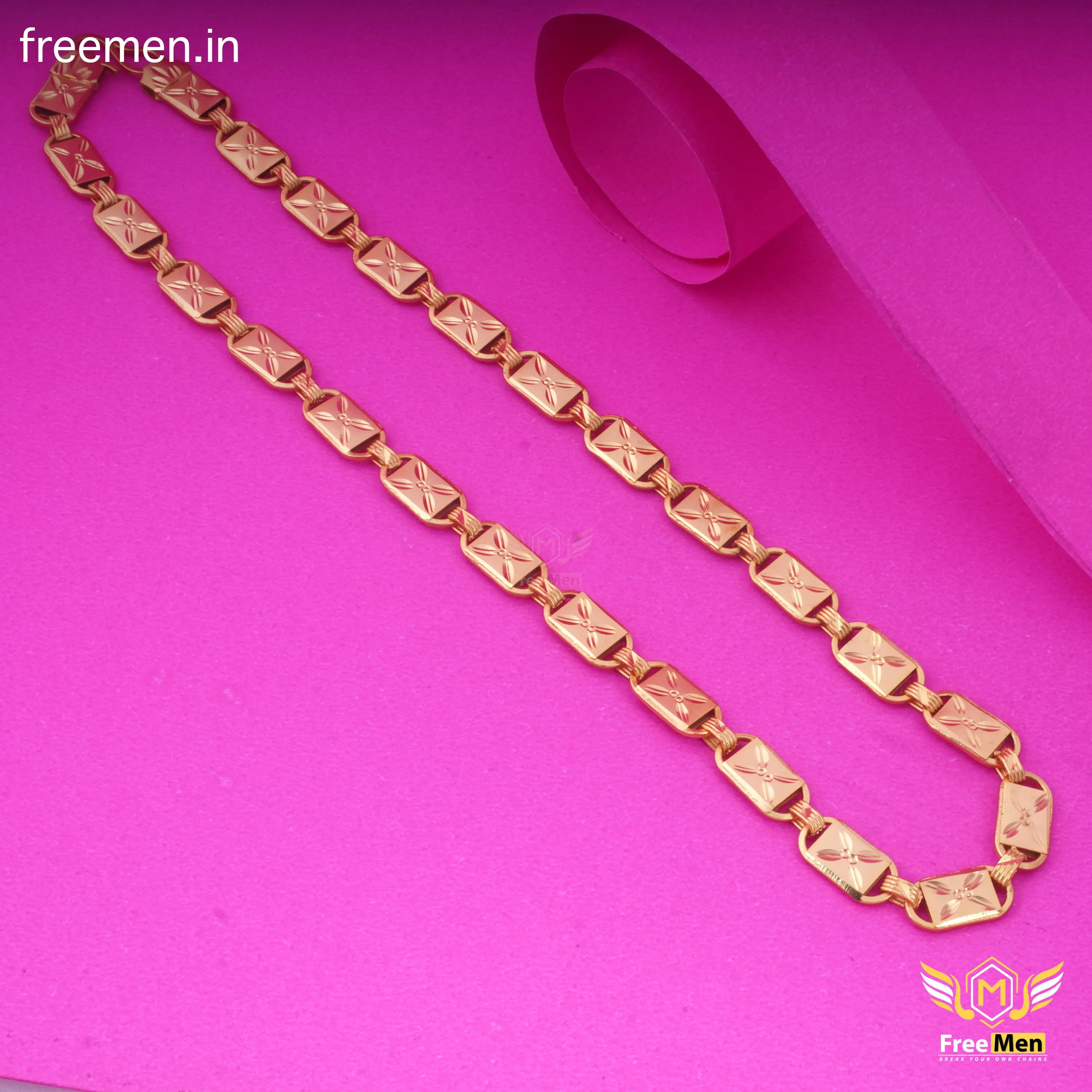 Freemen Chokdi Nawabi Glamorous Design Golden Plated Chain - FM088