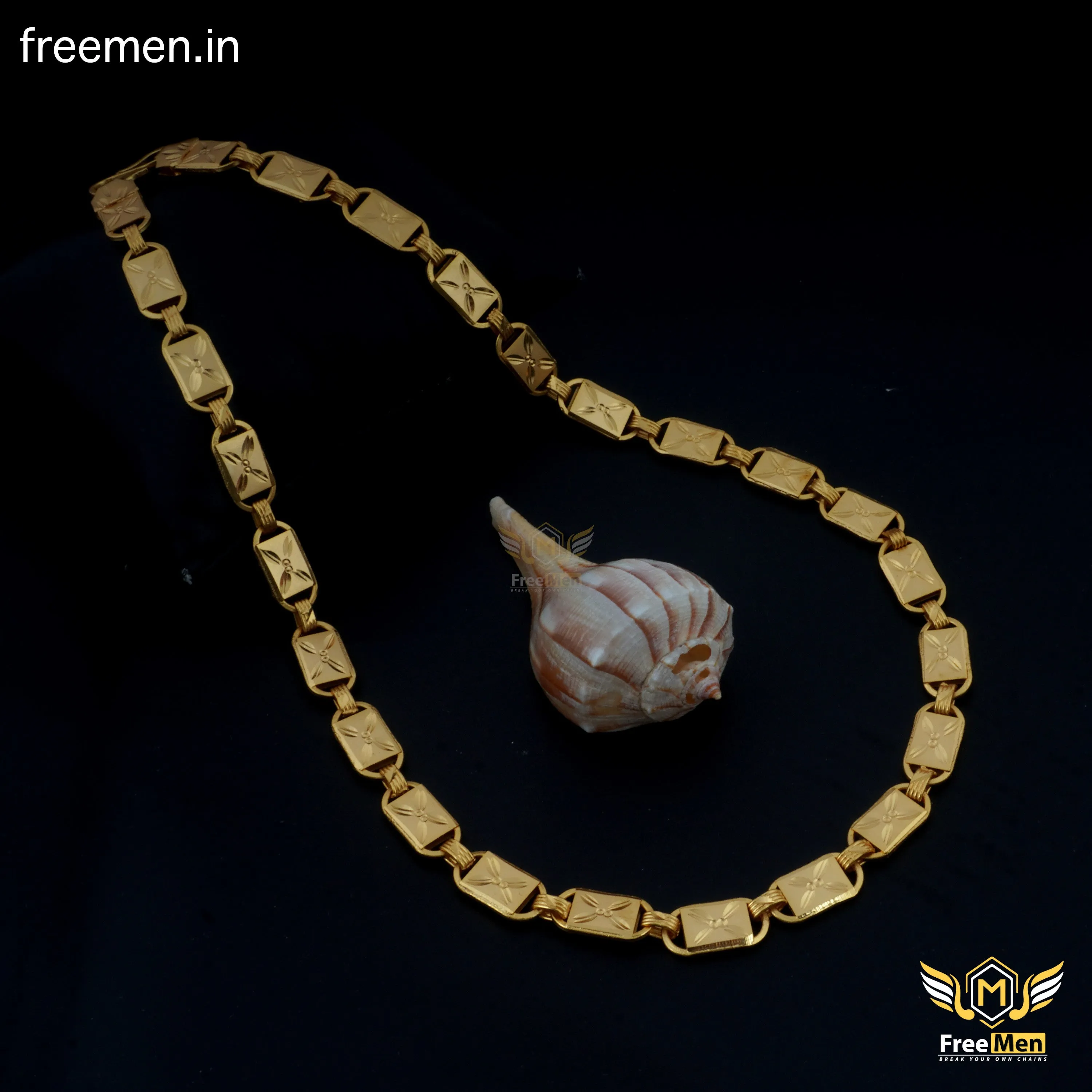 Freemen Chokdi Nawabi Glamorous Design Golden Plated Chain - FM088