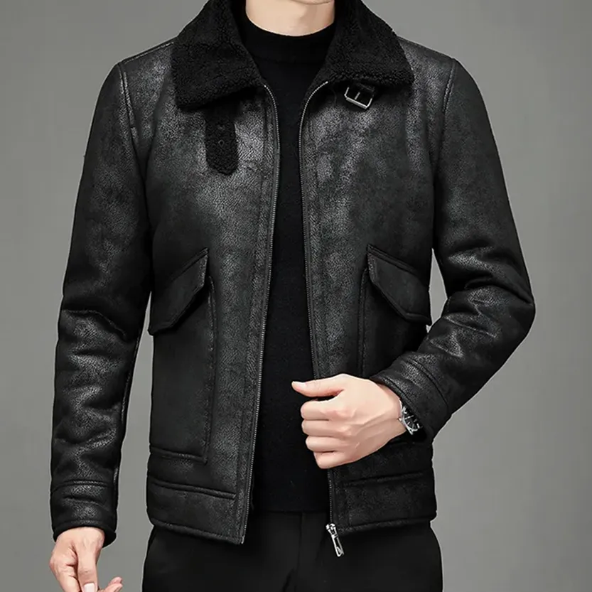 Funki Buys | Jackets | Men's Faux Leather Warm Fashion Jacket