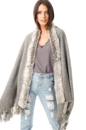 Fur Cashmere & Wool Shawl Wrap