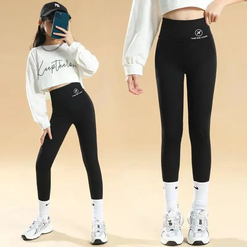 Girls Autumn Skinny Shark Pants Kids Casual Daily Sport Dance Thickened Trousers Children Winter Fashion High Waisted Sweatpants