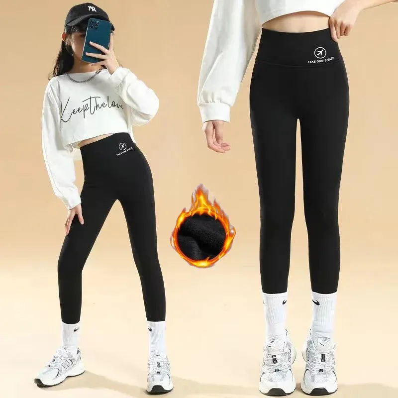 Girls Autumn Skinny Shark Pants Kids Casual Daily Sport Dance Thickened Trousers Children Winter Fashion High Waisted Sweatpants