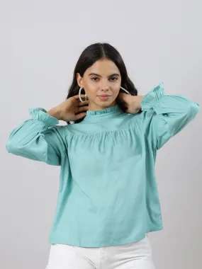 Glam Flare Aqua Sleeve Top