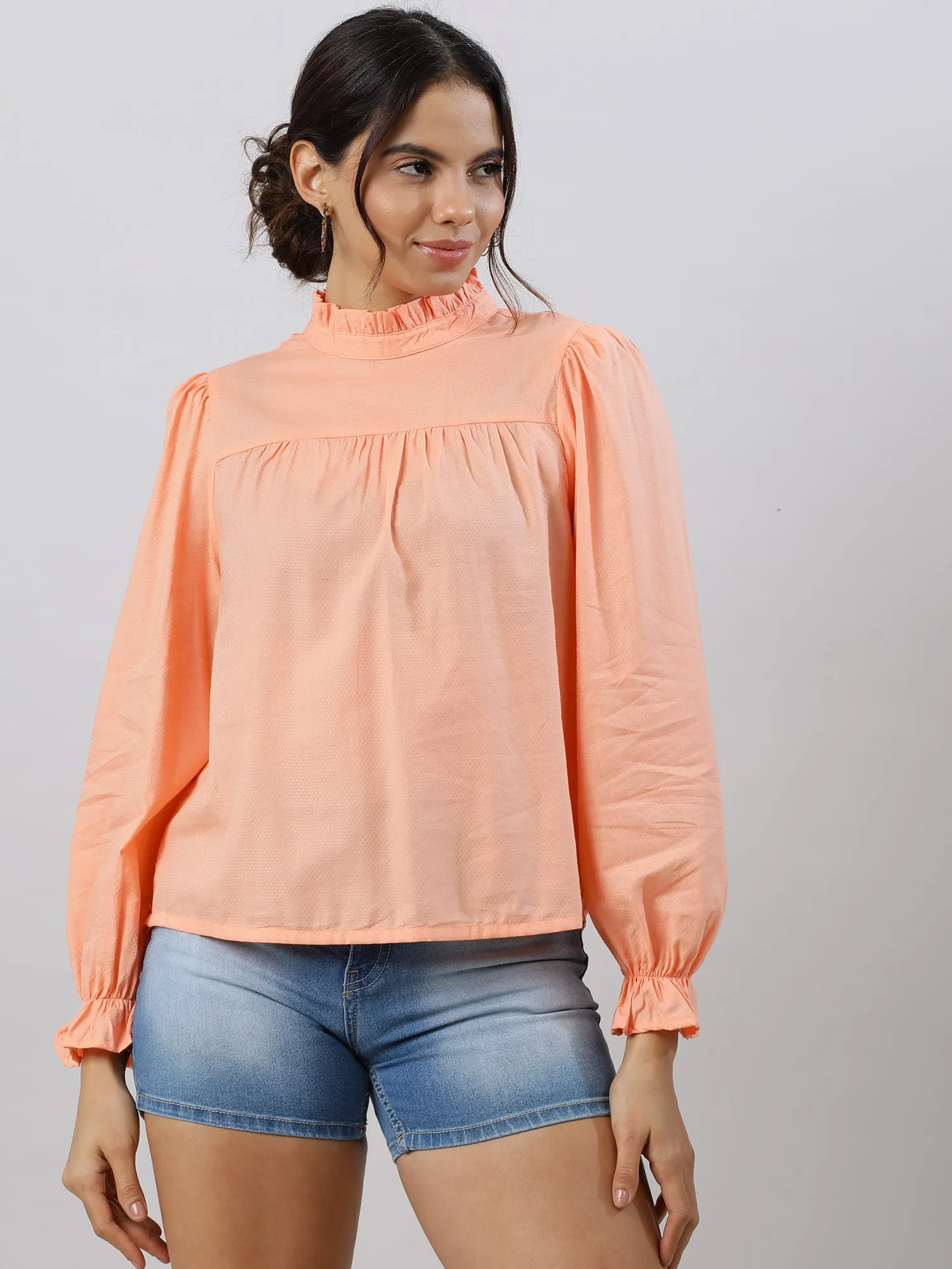 Glam Flare Coral Sleeve Top