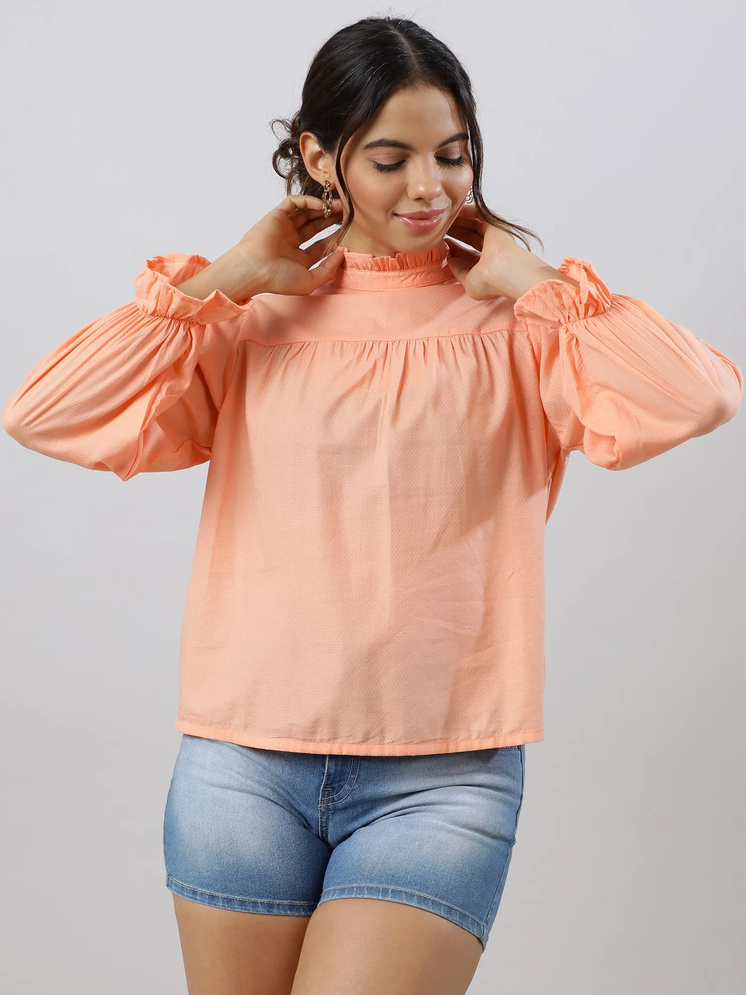 Glam Flare Coral Sleeve Top