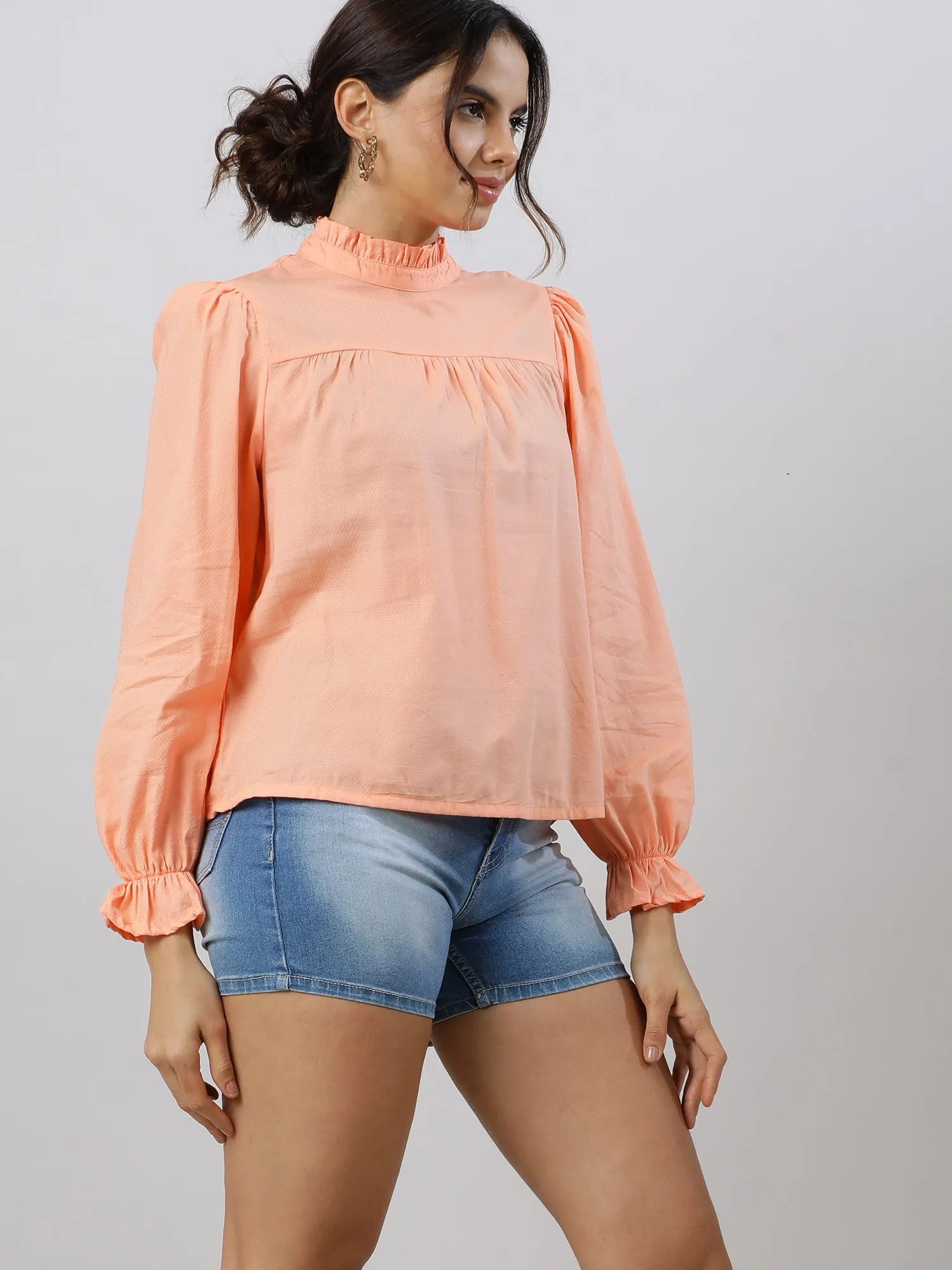 Glam Flare Coral Sleeve Top